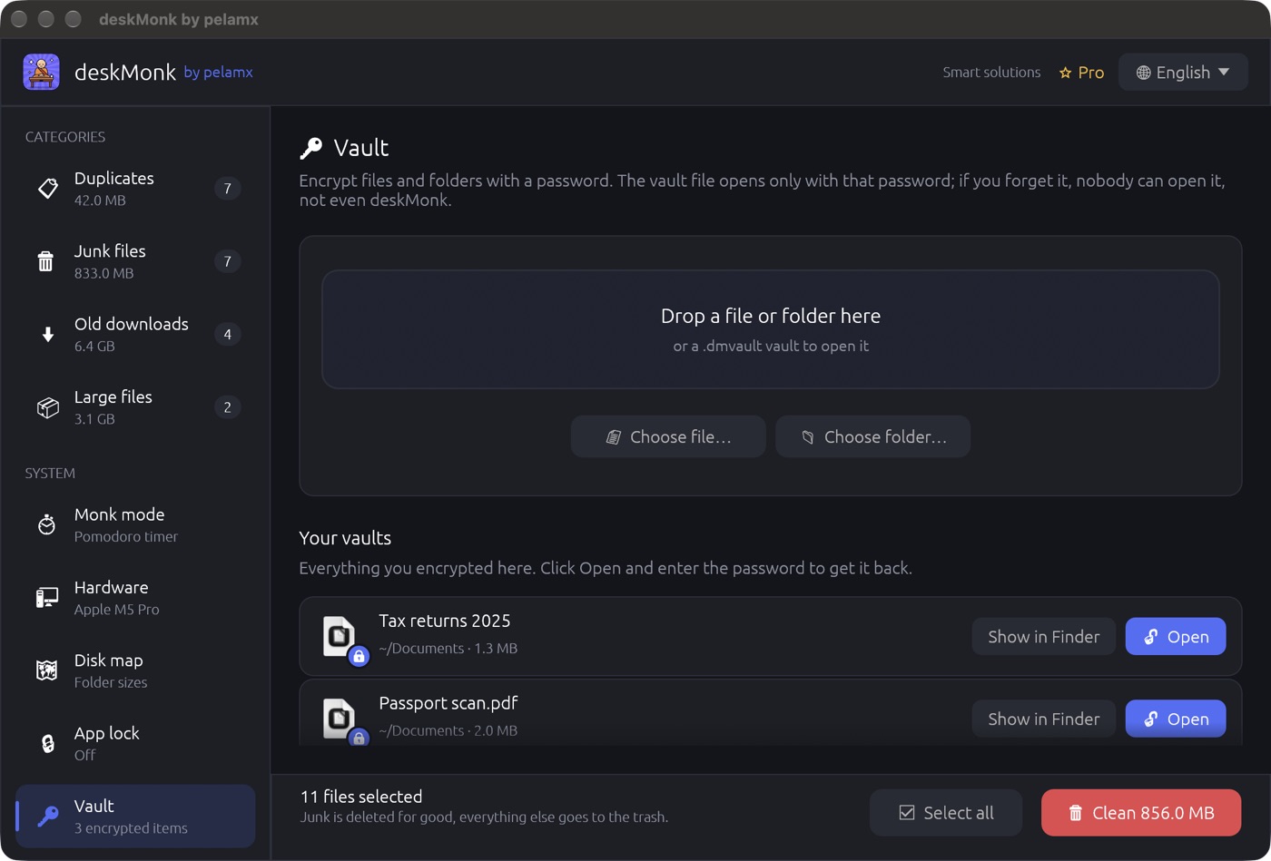 Vault: encrypted files and folders